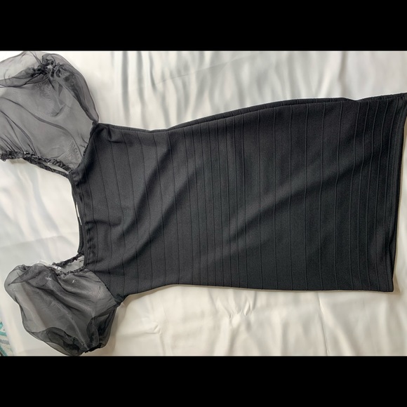 Sexy Black Organza Sleeves Off The Shoulder Dress. - Picture 6 of 6